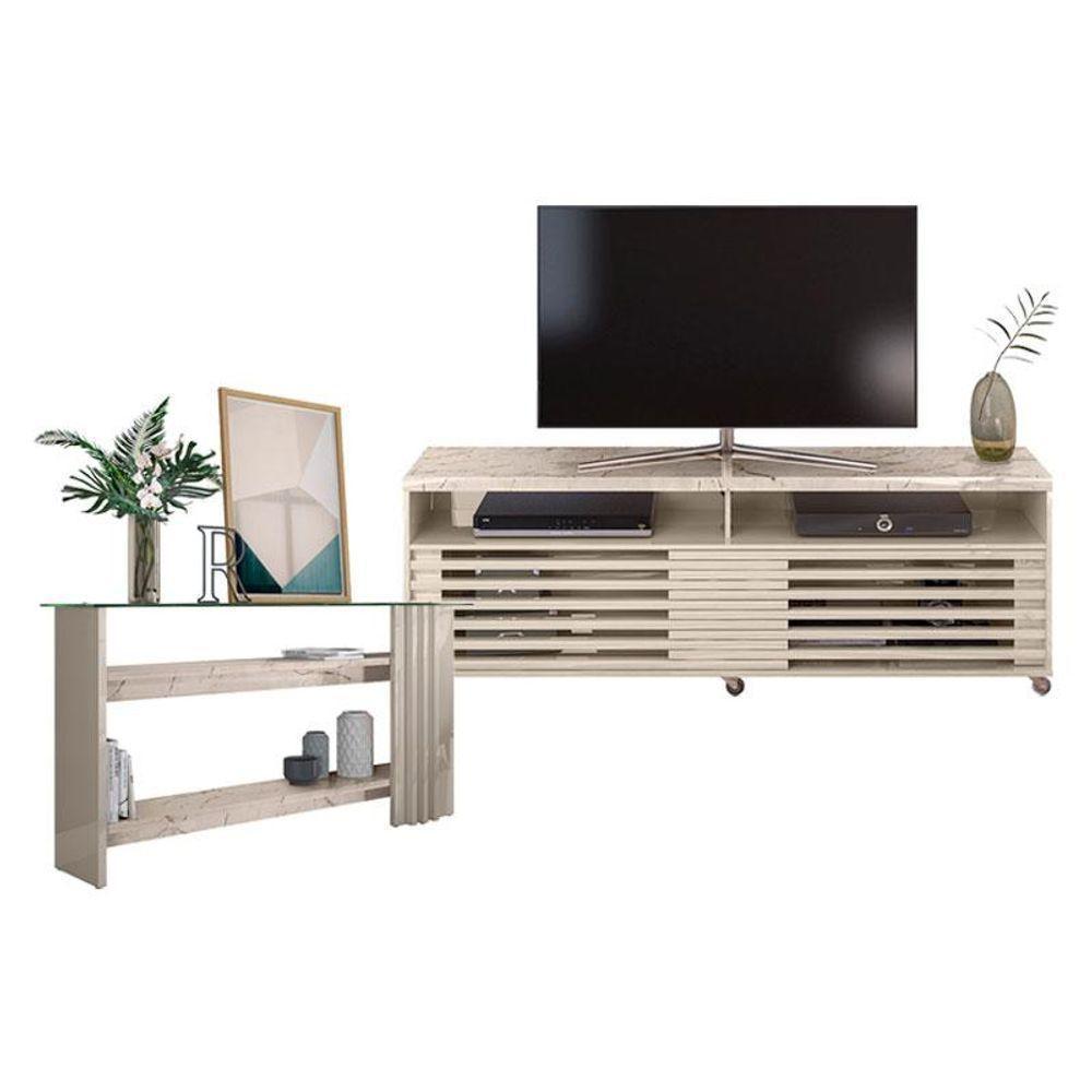 Rack Bancada Com Aparador Frizz Cross Calacata Off White - Madetec - 1