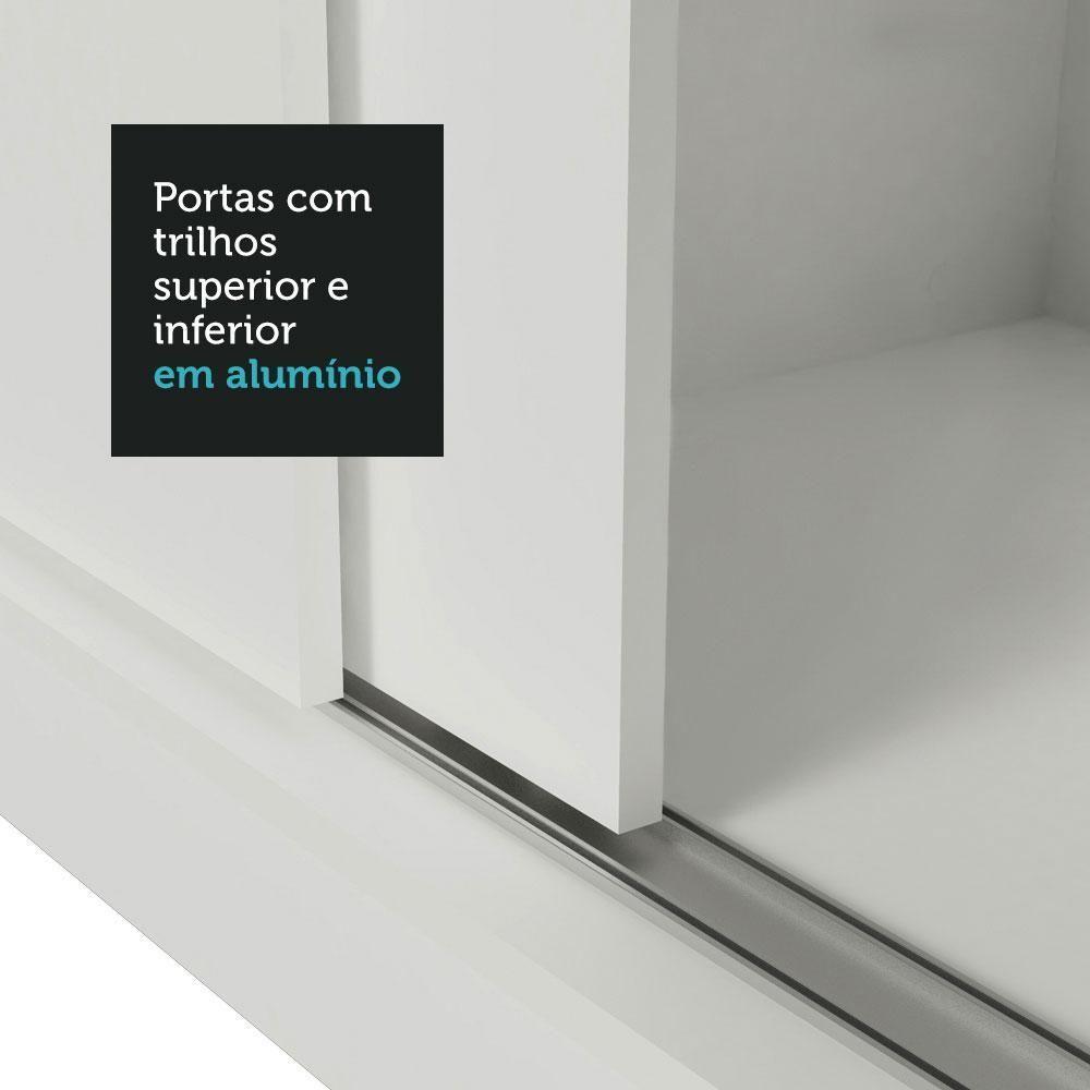Guarda-roupa Casal 3 Portas Correr Espelho Branco Nobre - 2