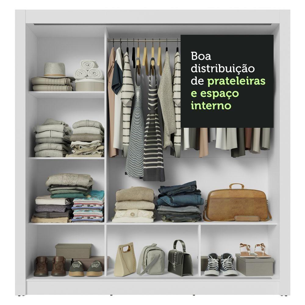 Guarda-roupa Casal 3 Portas Correr Espelho Branco Nobre - 3