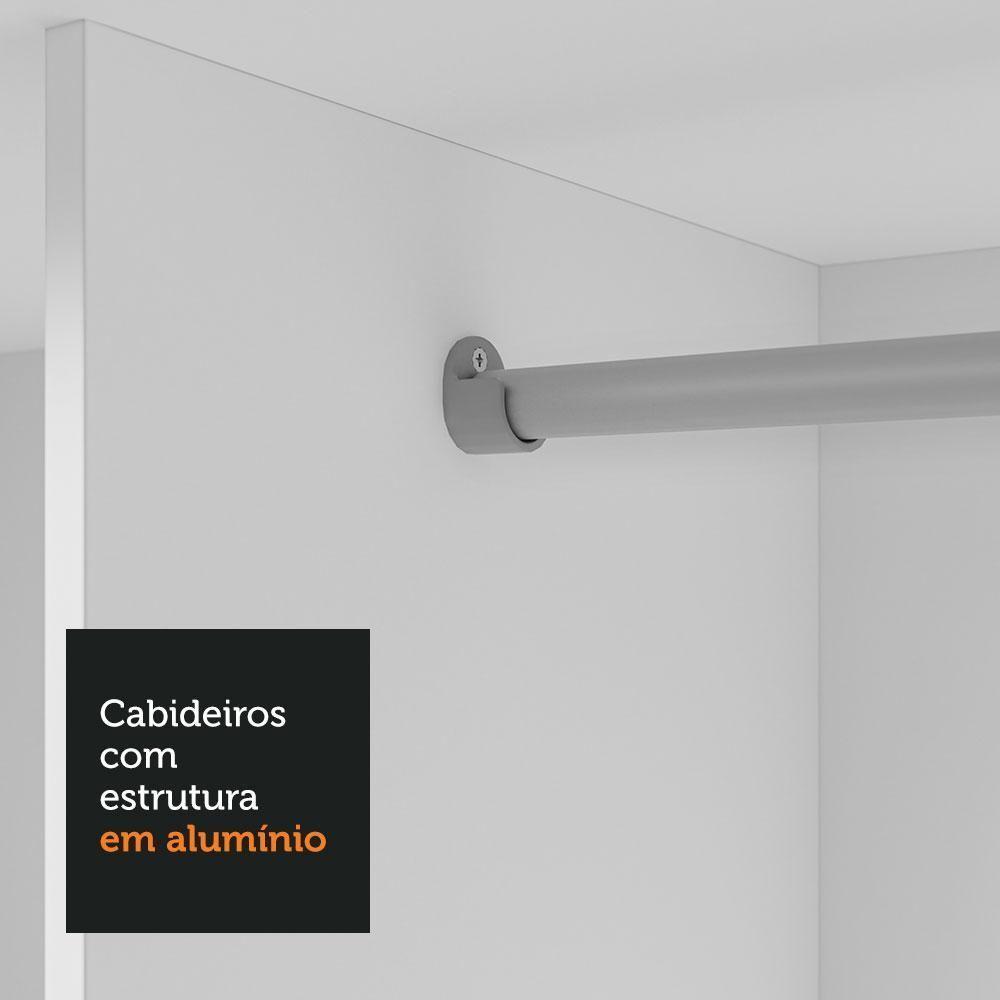 Guarda-roupa Casal 3 Portas Correr Espelho Branco Nobre - 4