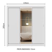 Guarda-roupa Casal 3 Portas Correr Espelho Branco Nobre - 8
