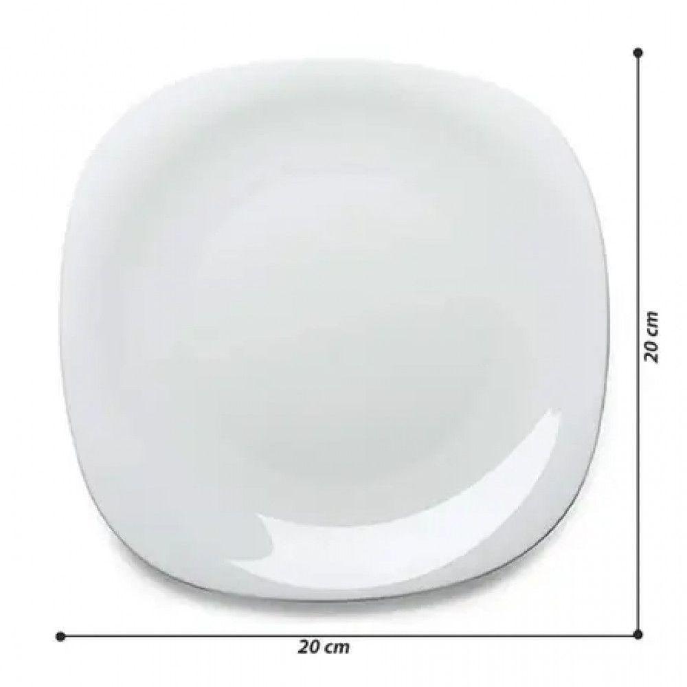 Jogo 4 Prato Sobremesa De Vidro Parma Bormioli Branco 20cm - 2
