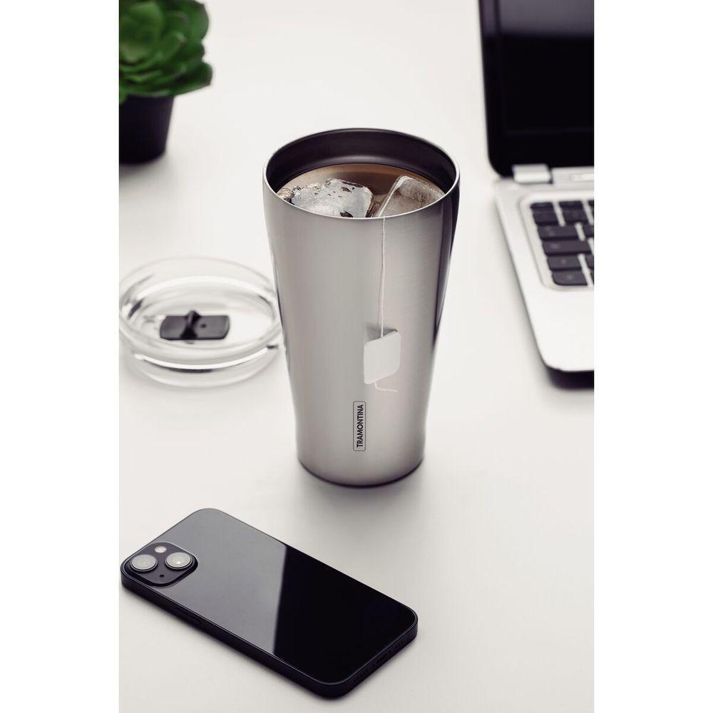 Copo Térmico Tramontina Exata Em Aço Inox Com Tampa 550 Ml - 3