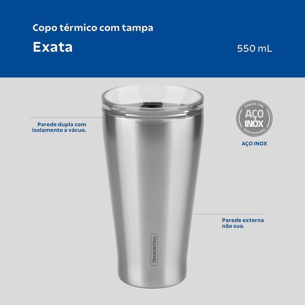 Copo Térmico Tramontina Exata Em Aço Inox Com Tampa 550 Ml - 5