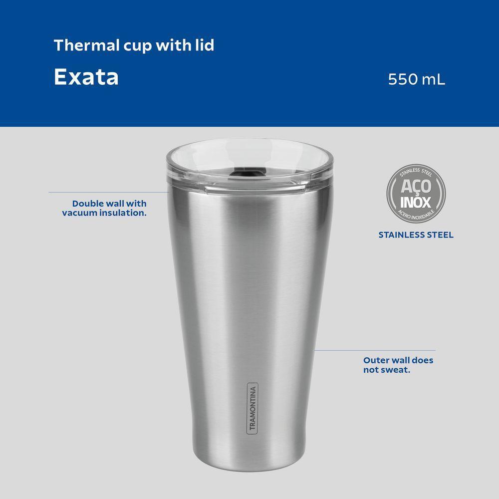 Copo Térmico Tramontina Exata Em Aço Inox Com Tampa 550 Ml - 6