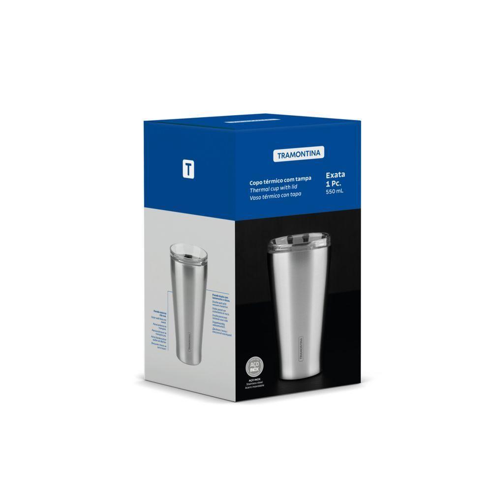 Copo Térmico Tramontina Exata Em Aço Inox Com Tampa 550 Ml - 8