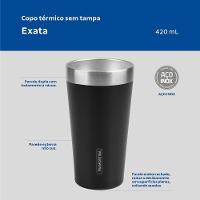 Copo Térmico Tramontina Exata Em Aço Inox Preto Sem Tampa 420 Ml - 8