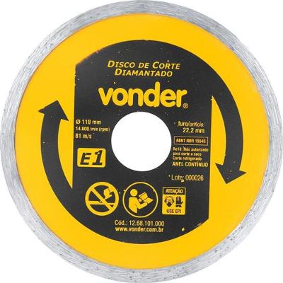 Disco Diamantado 110Mm E1 Furo 22 - Vonder