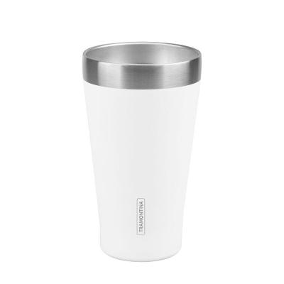 Copo Térmico Tramontina Exata Em Aço Inox Branco Sem Tampa 550 Ml