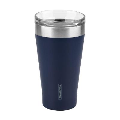 Copo Térmico Tramontina Exata Em Aço Inox Azul Com Tampa 550 Ml