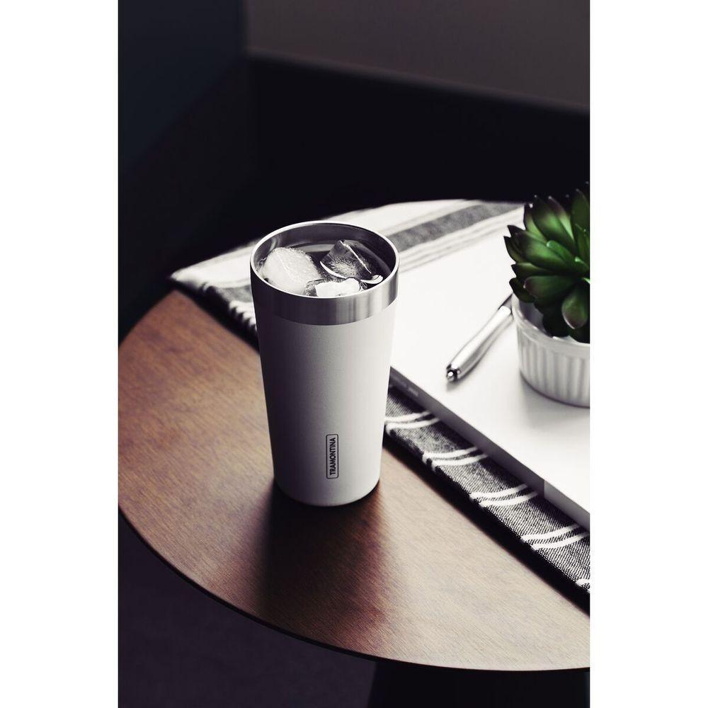 Copo Térmico Tramontina Exata Em Aço Inox Branco Sem Tampa 420 Ml - 4