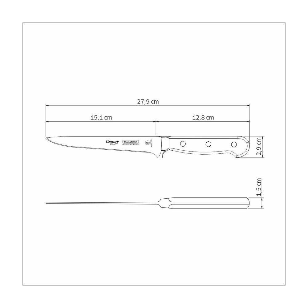 Faca Para Desossar Tramontina Century Wood Com Lâmina Em Aço Inox E Cabo De Madeira Tratada - 8