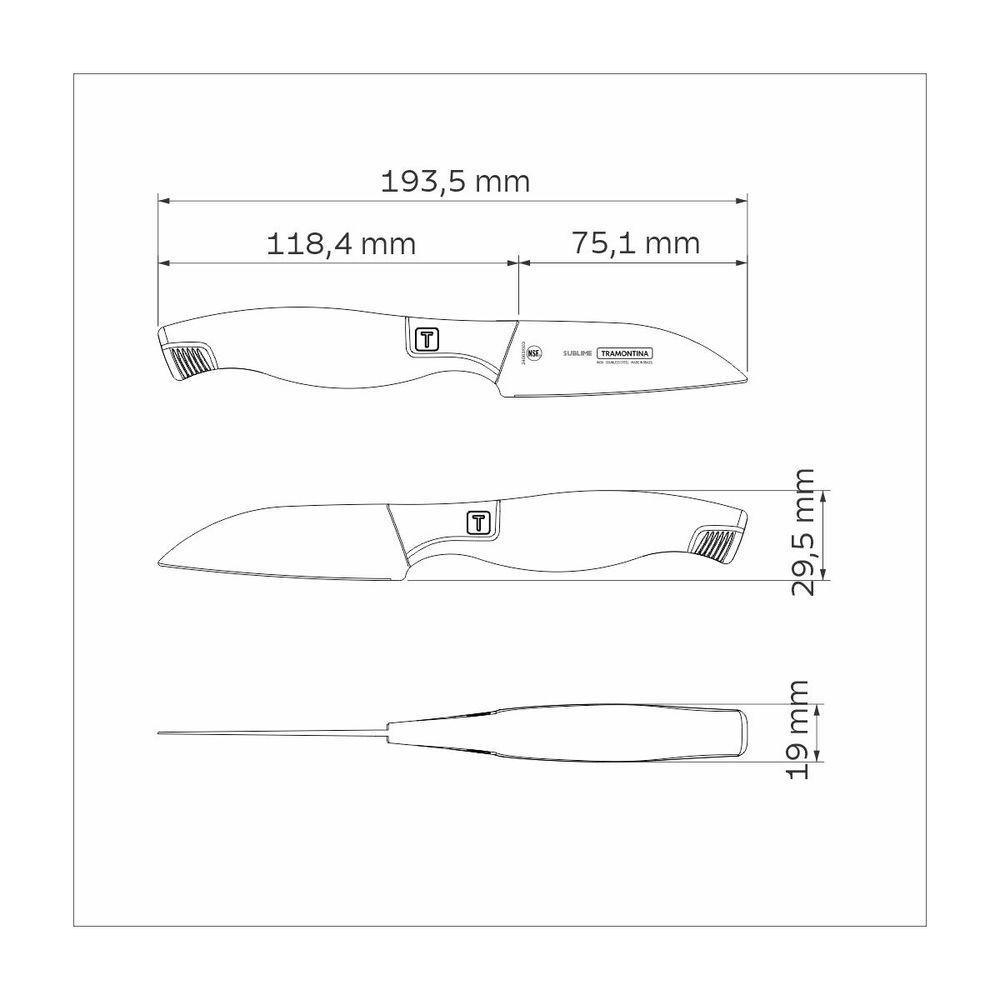 Faca Para Legumes E Frutas Tramontina Sublime Em Aço Inox 3 Polegada - 5