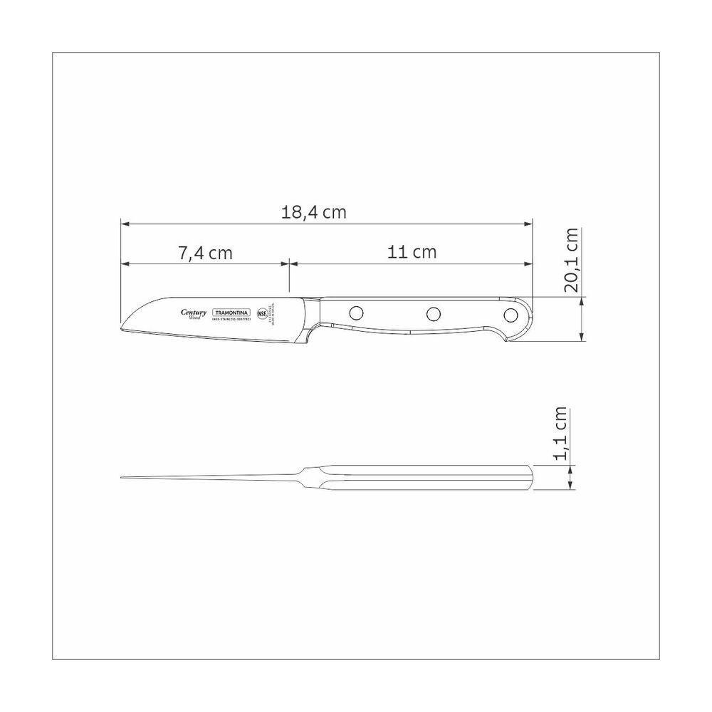 Faca Para Legumes E Frutas Tramontina Century Wood Com Lâmina Em Aço Inox E Cabo De Madeira - 5
