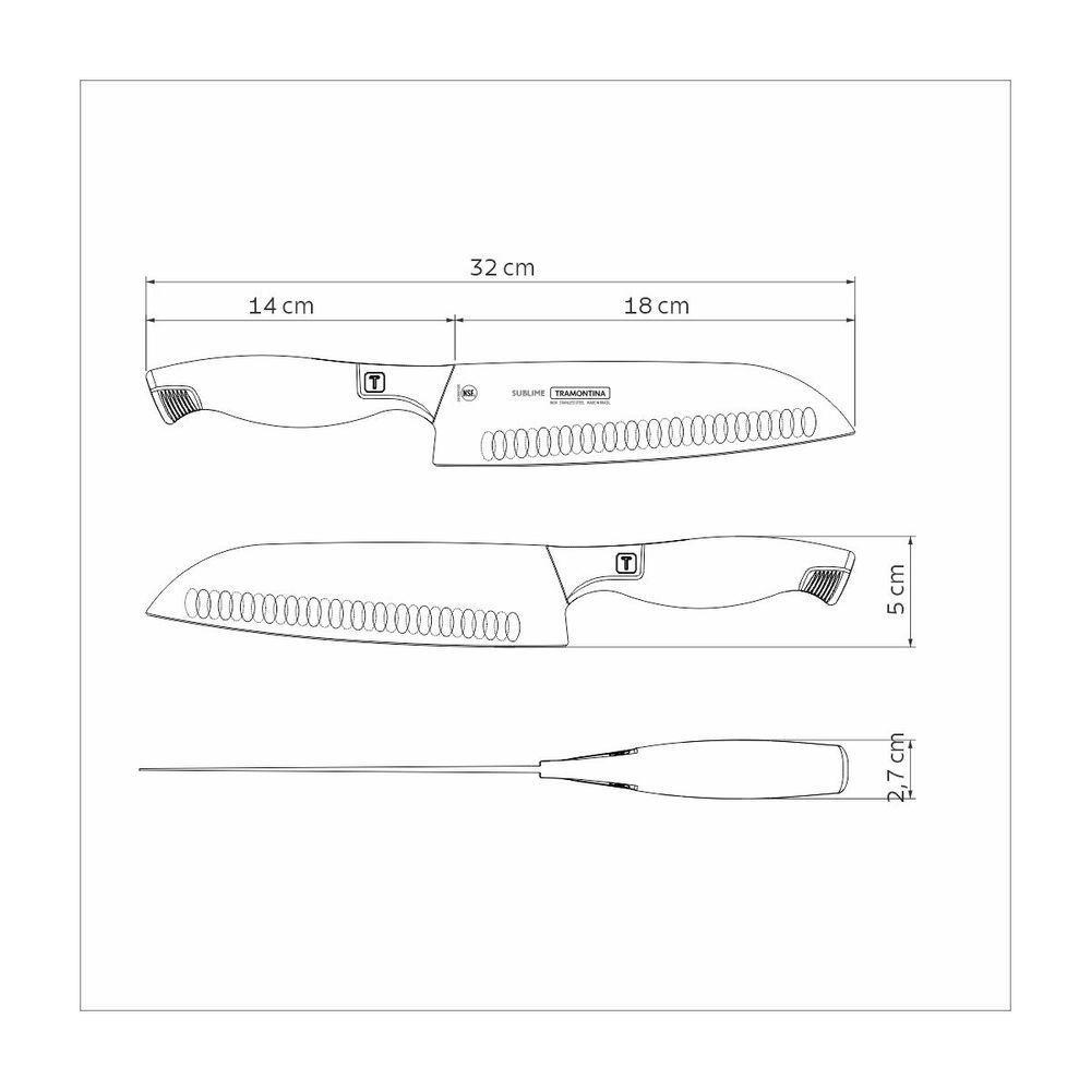 Faca Santoku Tramontina Sublime Em Aço Inox 7,5 Polegada - 6