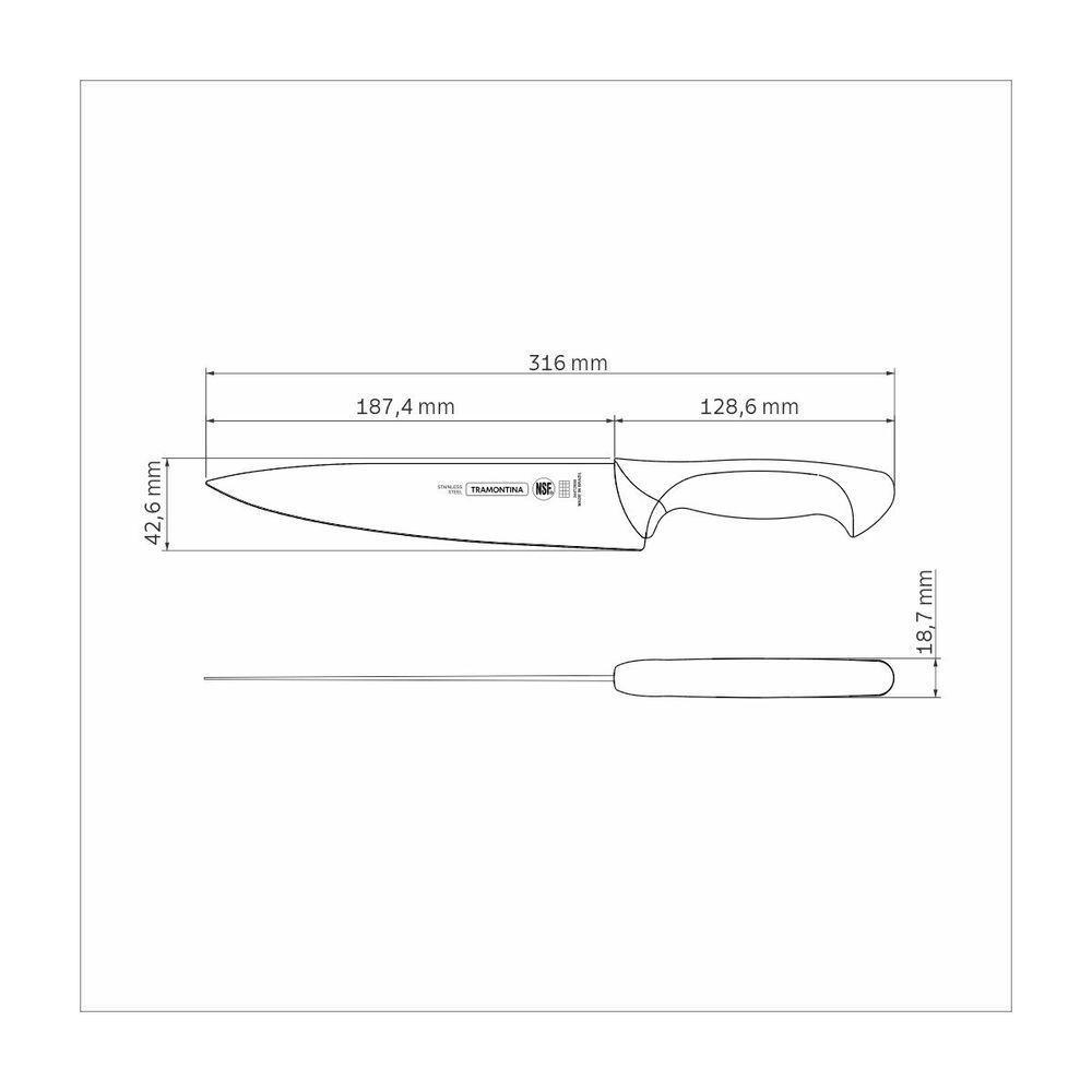 Faca Utility Tramontina Premium Com Lamina Em Aço Inox E Cabo De Polipropileno Branco 8" - 2