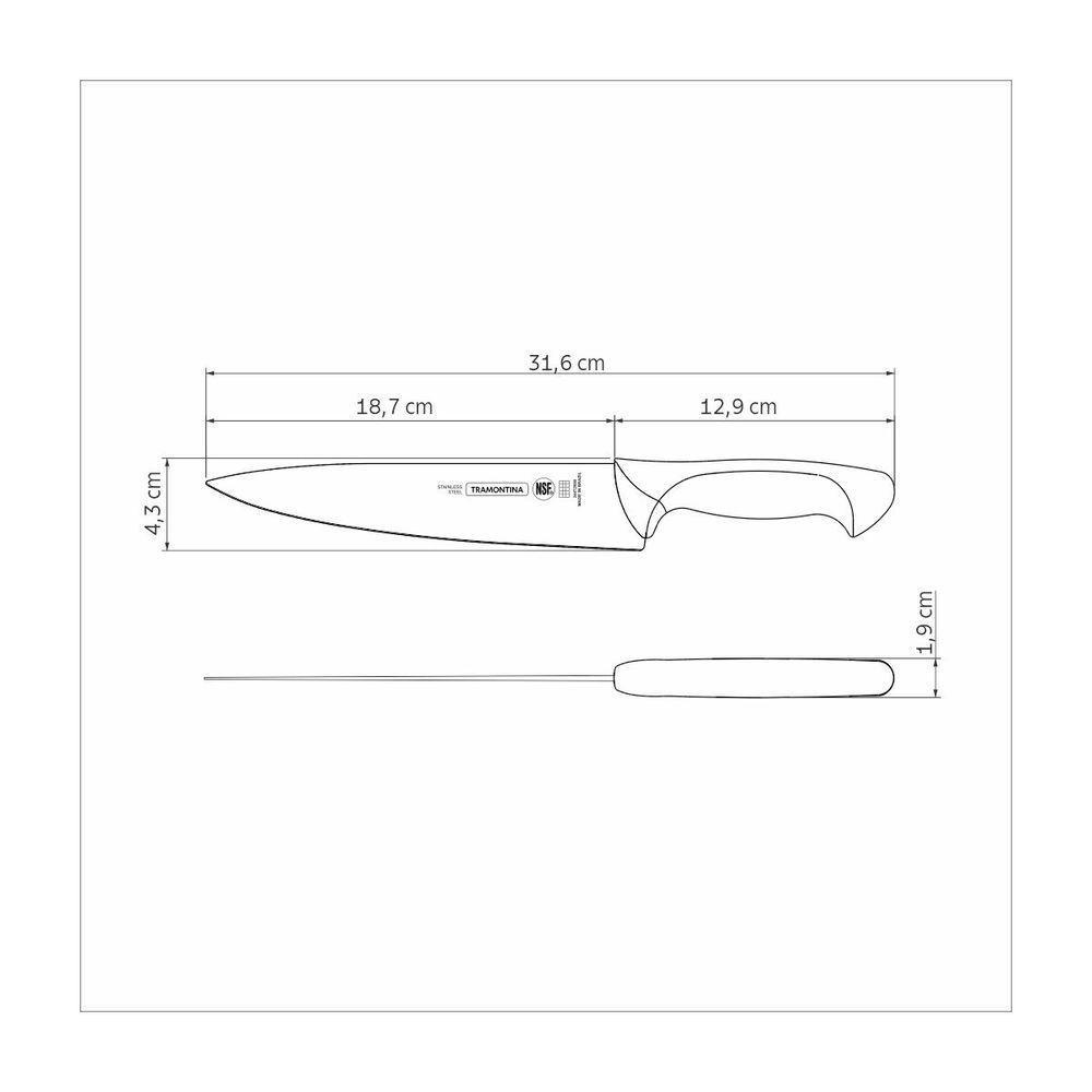 Faca Utility Tramontina Premium Com Lamina Em Aço Inox E Cabo De Polipropileno Branco 8" - 3