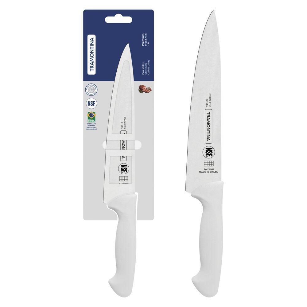 Faca Utility Tramontina Premium Com Lamina Em Aço Inox E Cabo De Polipropileno Branco 8" - 4