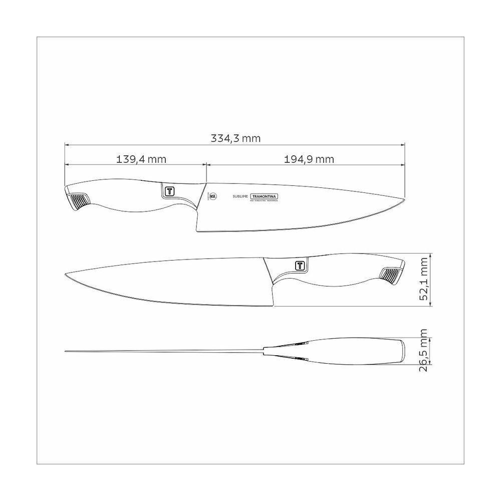 Faca Chef Tramontina Sublime Em Aço Inox 8 Polegada - 6
