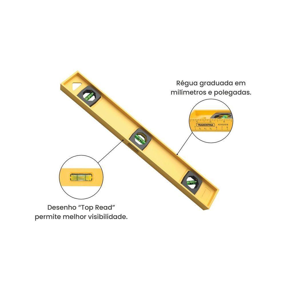 Nível 24 Polegada Tramontina Em Polímero De Engenharia Com Três Ampolas - 3