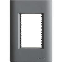 Placa 3 Postos 4x2 Tramontina Giz Titânio Soft Touch Com Suporte - 1