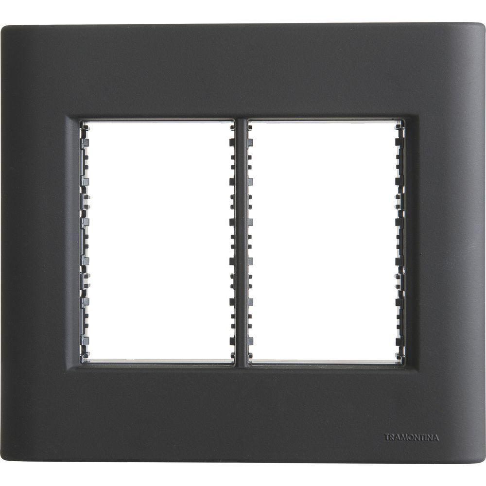 Placa 6 Postos 4x4 Tramontina Giz Preta Soft Touch Com Suporte - 1