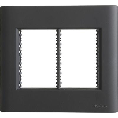 Placa 6 Postos 4x4 Tramontina Giz Preta Soft Touch Com Suporte