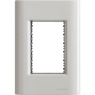 Placa 3 Postos 4x2 Tramontina Giz Fendi Soft Touch Com Suporte