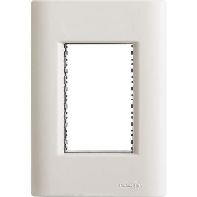 Placa 3 Postos 4x2 Tramontina Giz Branca Soft Touch Com Suporte