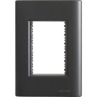 Placa 3 Postos 4x2 Tramontina Giz Preta Soft Touch Com Suporte - 1