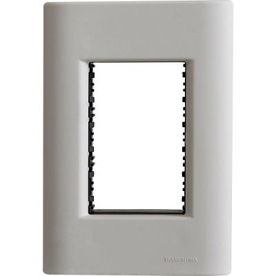 Placa 3 Postos 4x2 Tramontina Giz Fendi Com Suporte