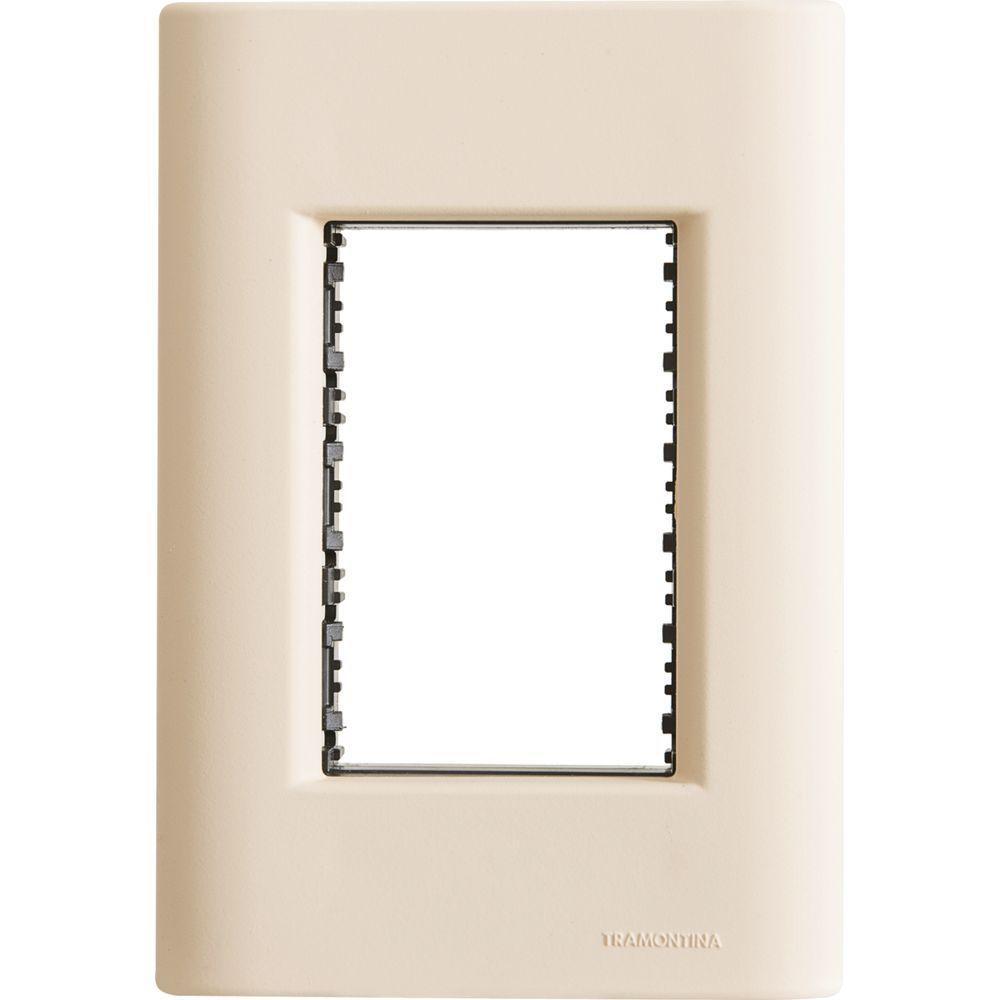 Placa 3 Postos 4x2 Tramontina Giz Nude Soft Touch Com Suporte - 1
