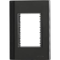 Placa 3 Postos 4x2 Tramontina Giz Preta Com Suporte - 1