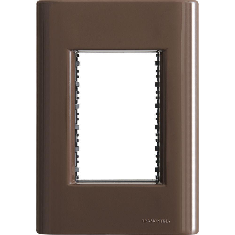 Placa 3 Postos 4x2 Tramontina Giz Madeira Com Suporte - 1