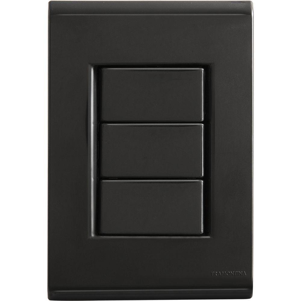 Conjunto Placa Cega 4x2 Tramontina Liz Grafite - 1