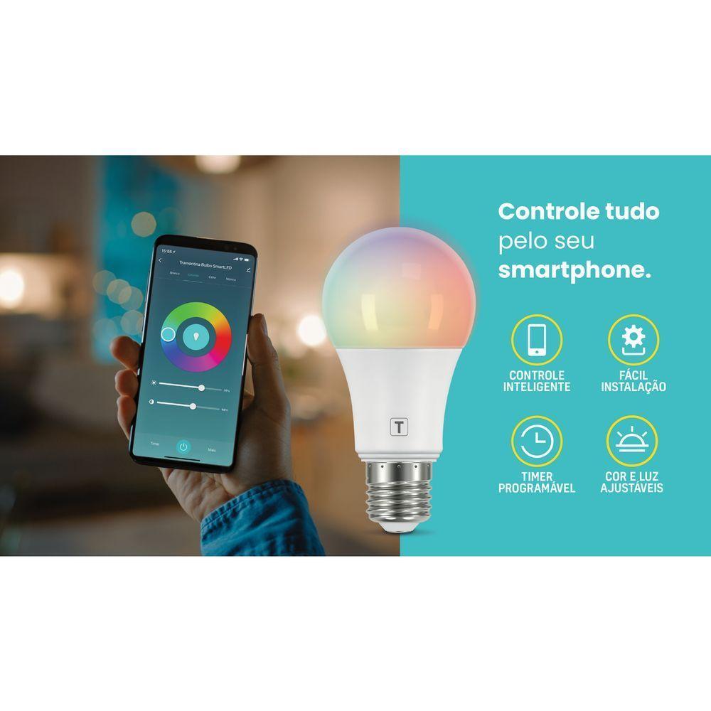 Lâmpada De Led Smart Tramontina Base E27 10 W Bivolt Com 16 Milhões De Cores Rgbw Wi-fi Bluetooth - 5