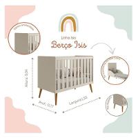 Berço Americano E Guarda Roupa Infantil 4 Portas Isis Areia Acetinado - Reller - 7