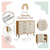 Cômoda Com Porta E Guarda Roupa Infantil 3 Portas Isis Areia Acetinado Savana - Reller - 7