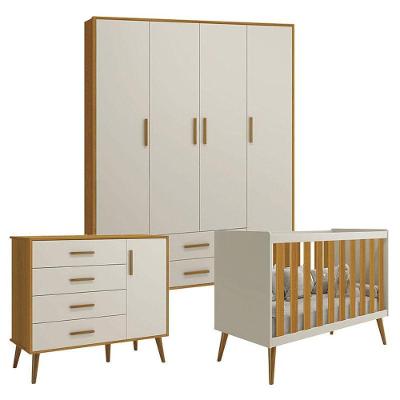 Quarto De Bebê Isis 4 Portas Areia Acetinado Savana - Reller