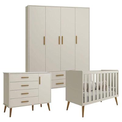 Quarto De Bebê Isis 4 Portas Areia Acetinado - Reller