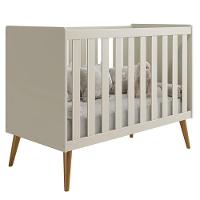 Berço Americano E Cômoda Infantil Com Porta Isis Areia Acetinado Com Colchão Ortobom - Reller - 7