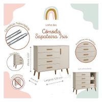 Quarto De Bebê Isis 3 Portas Areia Acetinado Com Colchão Ortobom - Reller