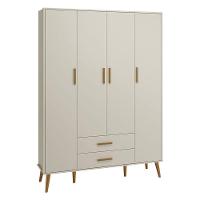 Quarto De Bebê Isis 4 Portas Areia Acetinado Com Colchão Ortobom - Reller - 3