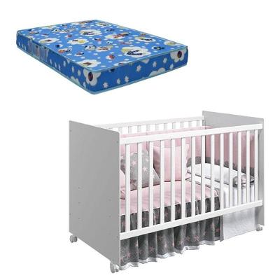 Berço Americano Tico Branco Acetinado Com Colchão Ortobom - Reller