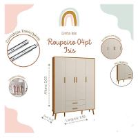 Quarto De Bebê Isis 4 Portas Areia Acetinado Savana Com Colchão Gazin - Reller - 6