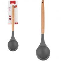 Concha De Silicone Com Cabo De Madeira 31 Cm Grafite - Well - 1