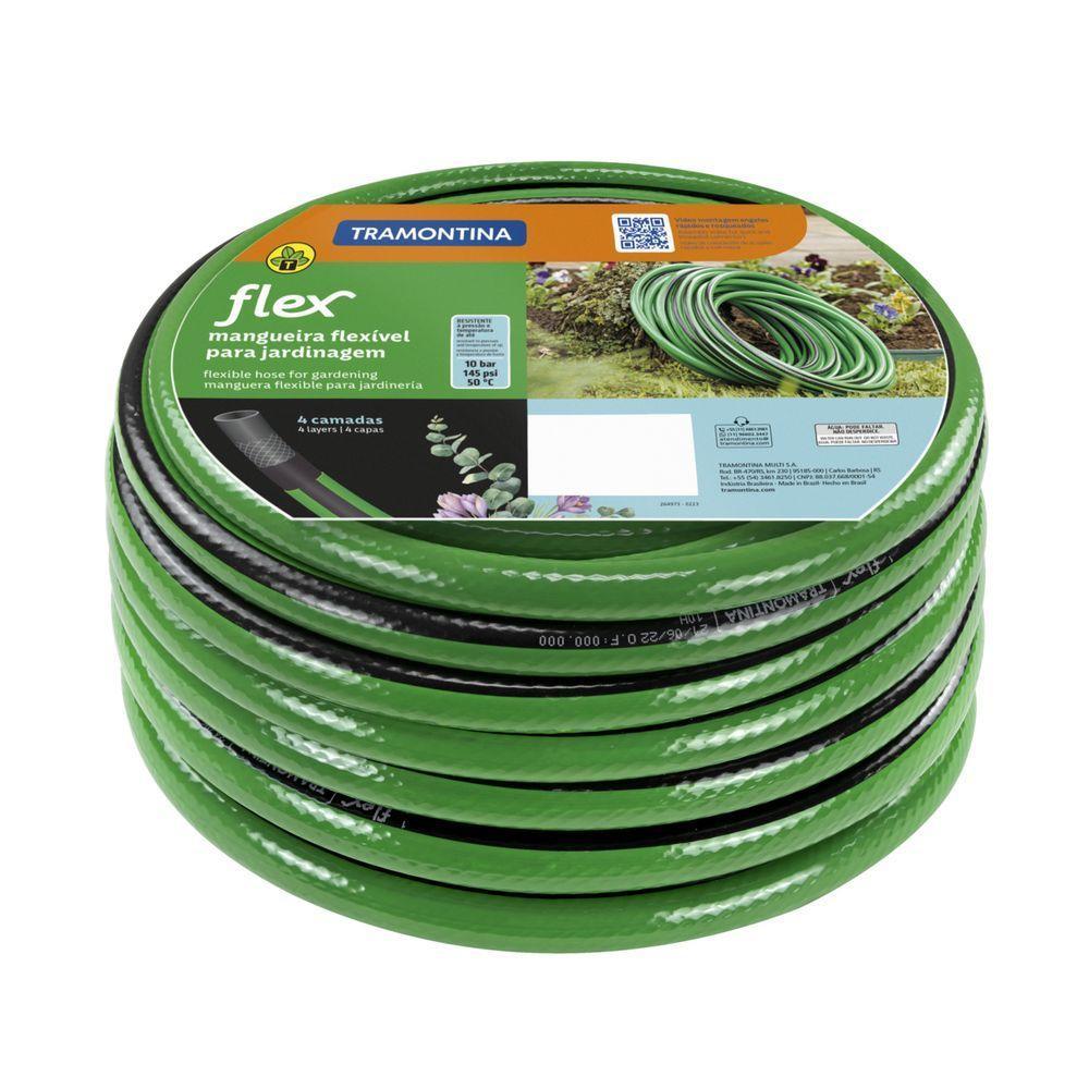 Mangueira Flex Para Jardim Tramontina Verde Com Faixa Preta Em Pvc 4 Camadas 15 M - 4