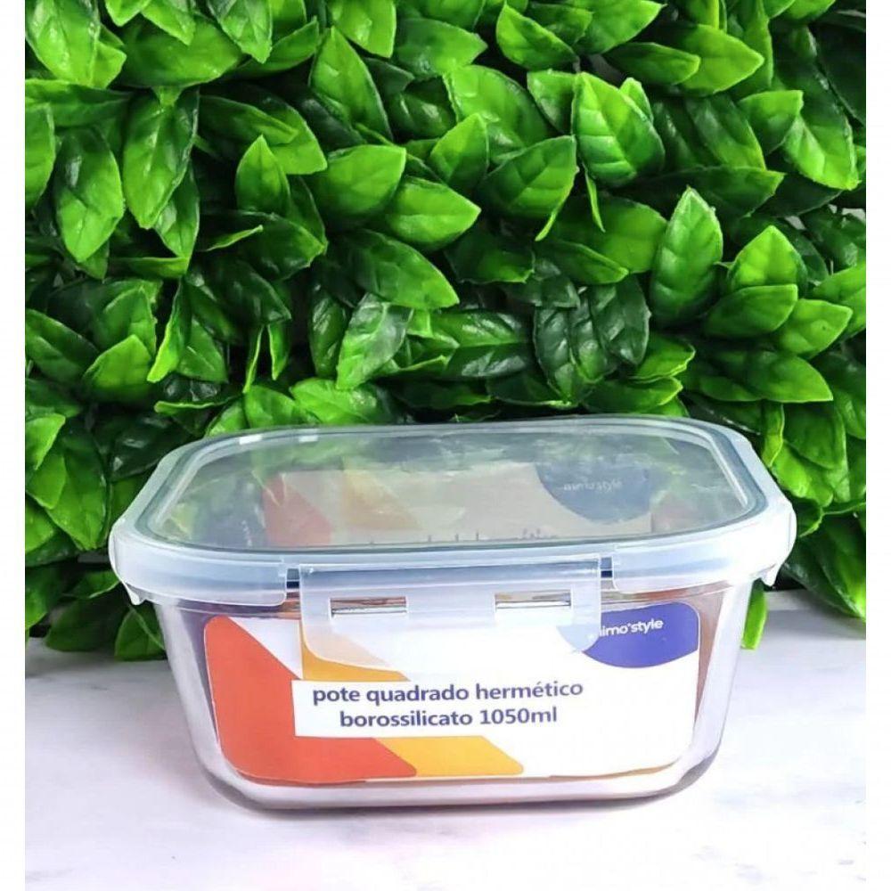 Pote De Vidro Porta Mantimento Quadrado Hermetico 1.05l Mimo - 3