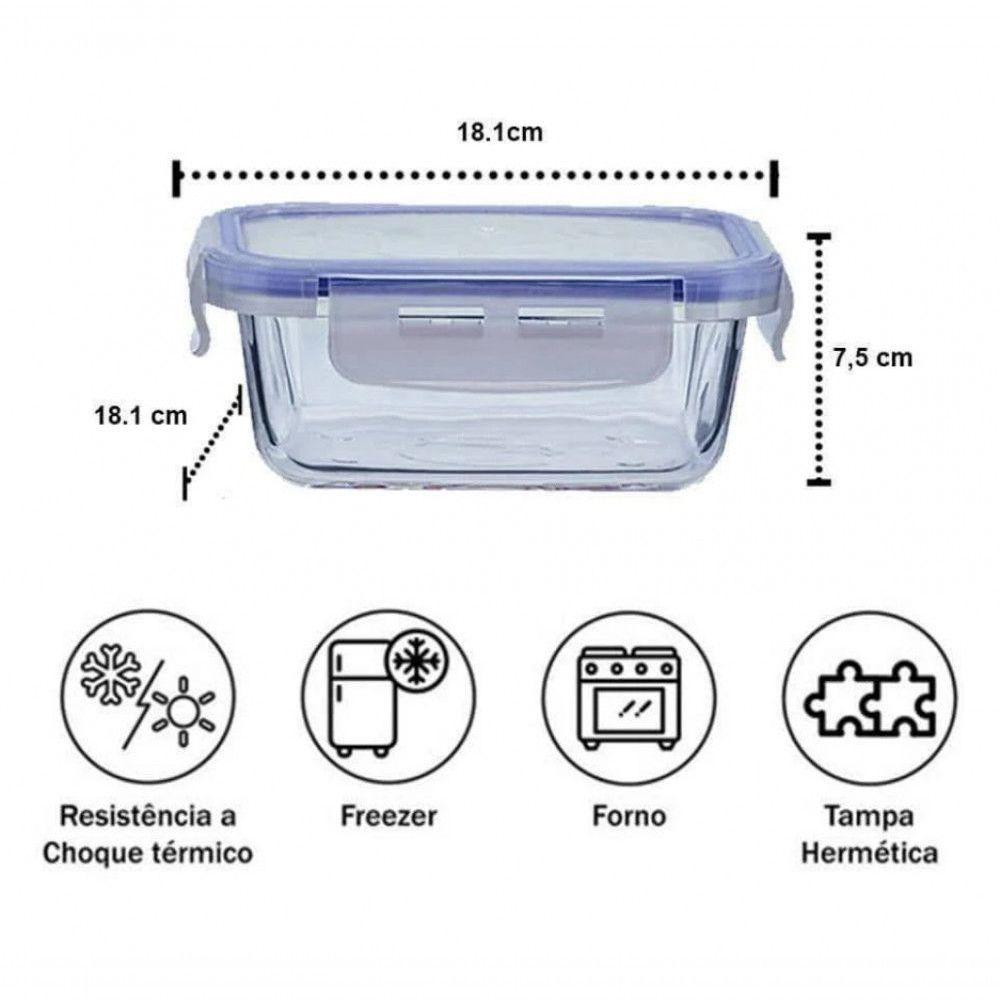 Pote De Vidro Porta Mantimento Quadrado Hermetico 1.05l Mimo - 4