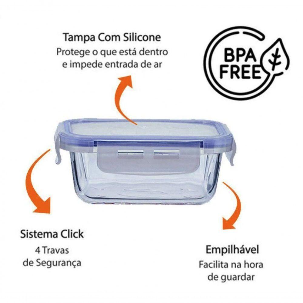 Pote De Vidro Porta Mantimento Quadrado Hermetico 1.05l Mimo - 5
